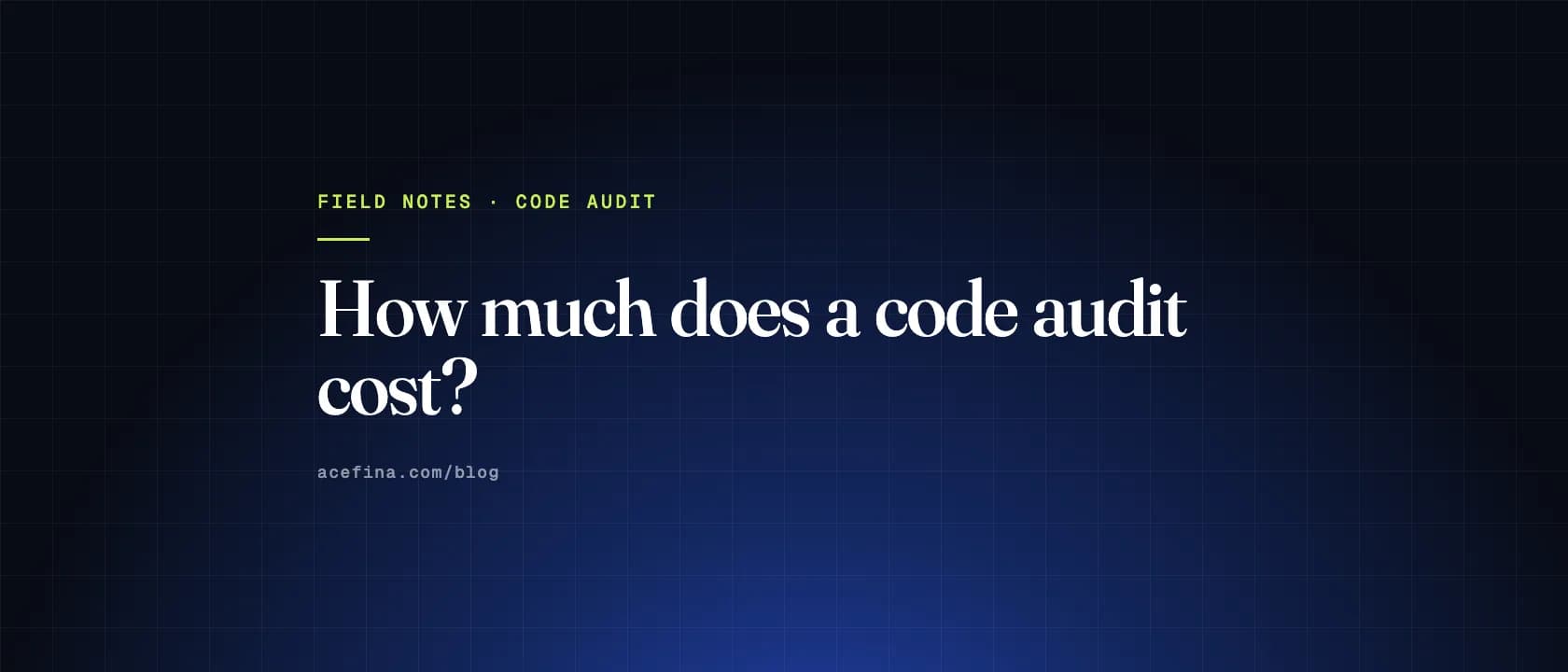 Cover with the title How much does a code audit cost in white type on a dark blue background